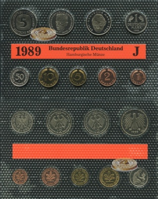 Германия (ФРГ). Официальный набор (Unc. 9 монет) 1989.J