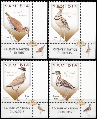 Намибия. 2015. Птицы Бегунки Намибии [Rhinoptilus] (Серия. MNH OG)