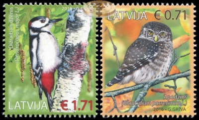 Латвия. 2016. Птицы Латвии (Серия. MNH OG)