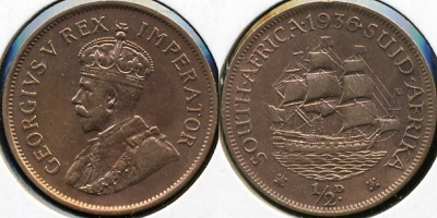 Южная Африка. 1/2 пенни. 1936 (XF)