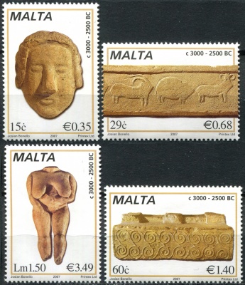 Мальта. 2007. Доисторические скульптуры около 3000-2500 гг. до н.э. (Серия Почтовых марок. MNH OG)