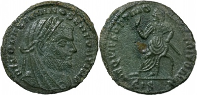 Римская империя. Максимин II Даза [DIVO MAXIMIANUS]. Денарий. aUnc/XF бронза. 311-312