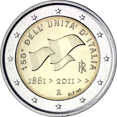 Италия. 2 евро. 2011 (Unc. Биметалл) 150 лет объединению Италии