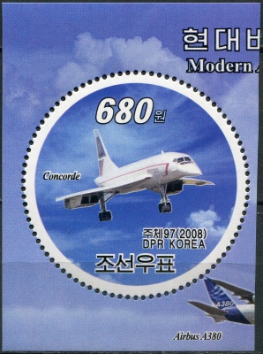 КНДР. 2008. Самолёт Конкорд (Почтовая марка. MNH OG)