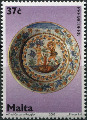 Мальта. 2006. Керамическая тарелка в стиле модерн (Почтовая марка. MNH OG)