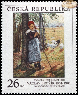 Чехия. 2001. Вацлав Божик «Пастушка гусей» (Почтовая марка. MNH OG)