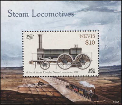 Невис. 2014. Паровозы (Блок. MNH OG)