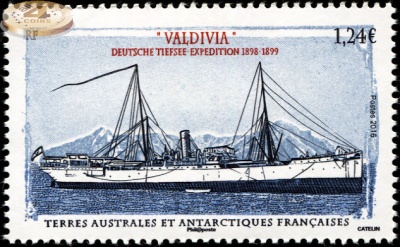 Французские Южные и Антар. тер-ии. 2016. Судно Valdivia. (Почтовая марка. MNH OG)