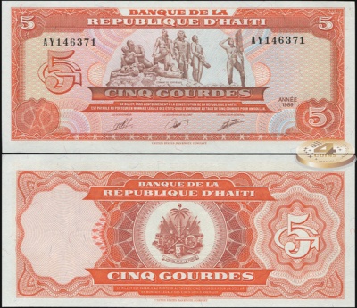 Гаити. 5 гурдов (Unc. P.255a) 1989