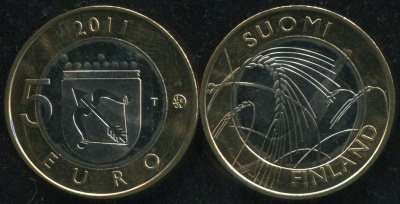Финляндия. 5 евро. 2011 (Unc. Биметалл) Провинция Северное Саво