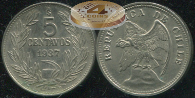 Чили. 5 центаво. 1937 (aUnc)