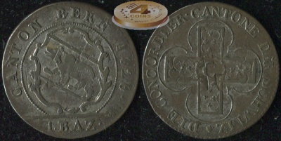 Швейцария (Берн). 1 батцен. 1826 (VF.Биллон)