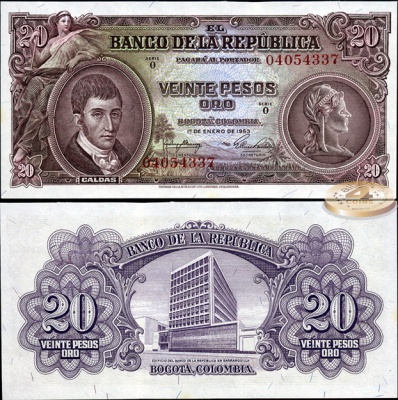 Колумбия. 20 песо (Unc) 1953