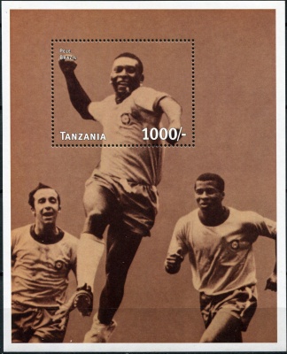 Танзания. 1997. Чемпионат мира по футболу во Франции (1998). Пеле (Блок. MNH OG)