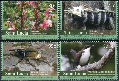 Сент-Люсия. 2010. Международный год биоразнообразия (Серия. MNH OG)