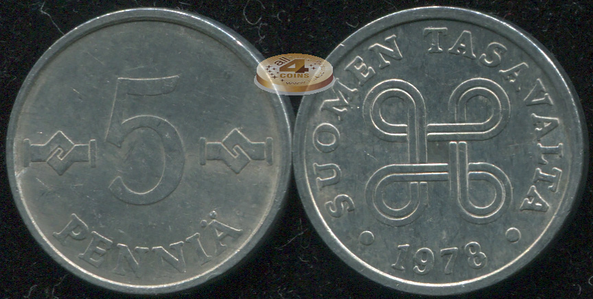 Финляндия. Монета 5 пенни. 1978 (KM#45a. Unc)