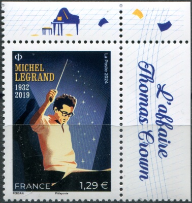 Франция. 2024. Мишель Легран, композитор и музыкант (Почтовая марка. MNH OG)