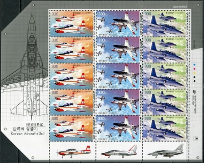 Южная Корея. 2019. Корейские самолеты (I) (Лист. MNH OG)