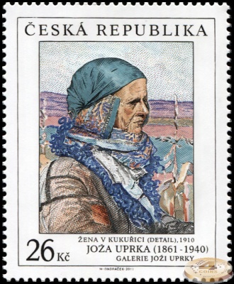 Чехия. 2011. Женщина на кукурузном поле. Фрагмент. 1910. Ежа Упрка [1861-1940] (П. марка. MNH OG)