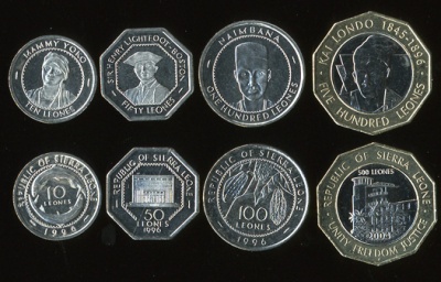 Сьерра Леоне. Набор №1 (4 монеты. 1 биметалл) 1996-2004