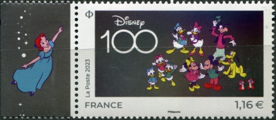 Франция. 2023. 100-летие компании Disney (Почтовая марка. MNH OG)