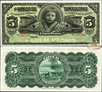 Мексика (Тамаулипас). 5 песо (Unc) 1902-14