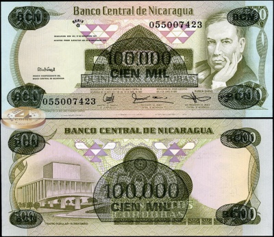 Никарагуа. 100000 кордоб [на 500 кордоб] (Unc) 1987