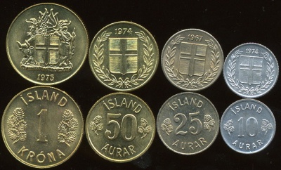Исландия. Набор №2 (4 монеты) 1965-75