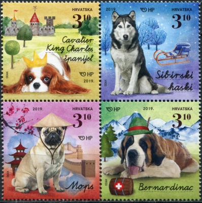 Хорватия. 2019. Домашние питомцы. Собаки (Квартблок. MNH OG)