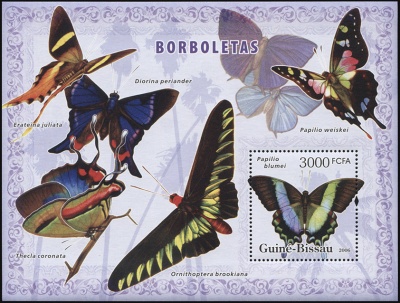 Гвинея-Биссау. 2006. Бабочки (Блок. MNH OG)