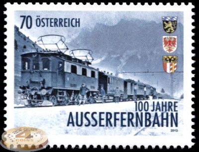 Австрия. 2013. 100 лет железной дороге Außerfernbahn (Почтовая марка. MNH OG)