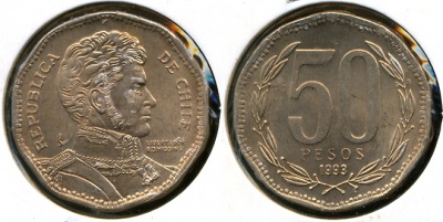 Чили. 50 песо. 1993