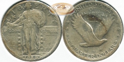 США. 25 центов (Квотер). 1929.S (F. Серебро)