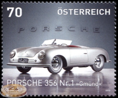 Австрия. 2013. Автомобиль Porsche 356 No.1 Gmünd (Почтовая марка. MNH OG)