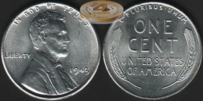 США. 1 цент. 1943 (Unc)
