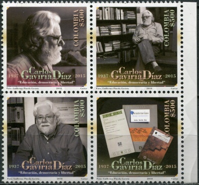 Колумбия. 2018. Карлос Гавирия Диаз (1937-2015), адвокат (Квартблок. MNH OG)