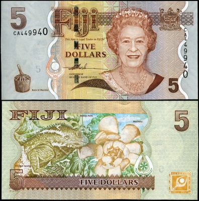 Фиджи. Банкнота 5 долларов. ND (2007). Unc. Бумага. Кат# P.110a