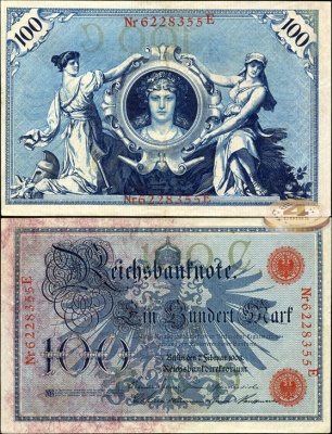 Германия (кайзеррейх). 100 марок (aUnc) 1908
