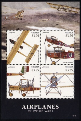 Гренада. 2015. Самолеты Первой Мировой войны (Малый лист. MNH OG)