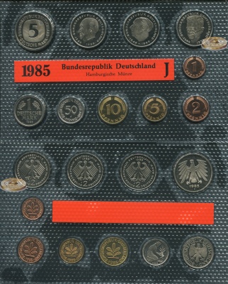 Германия (ФРГ). Официальный набор (Unc. 10 монет) 1985.J