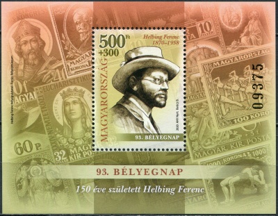 Венгрия. 2020. 150-летие Ференца Хельбинга (Почтовый блок. MNH OG)