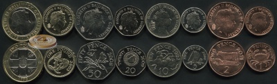 Гернси. Набор №4 (8 монет. 1 биметалл) 1992-2010