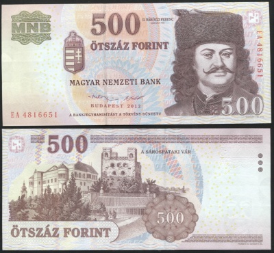 Венгрия. Банкнота 500 форинтов. 2013. Unc. Бумага. Кат# P.196e