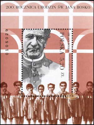 Польша. 2015. 200 лет со дня рождения Святого Иоанна Боско (Блок. MNH OG)