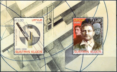 Латвия. 2020. Густав Клуцис (1895-1938 ), художник (Почтовый блок. MNH OG)