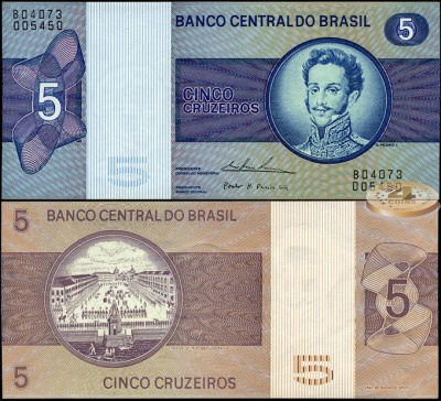 Бразилия. 5 крузейро (Unc) 1974