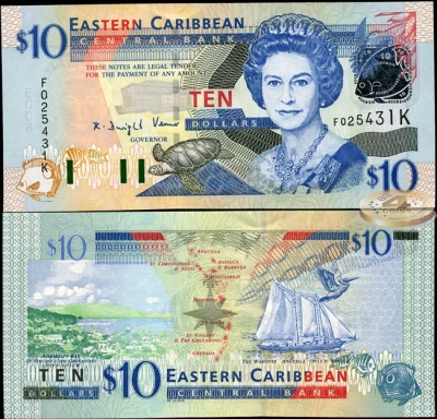 Восточные Карибы (Сент-Киттс). 10 долларов (Unc) 2003