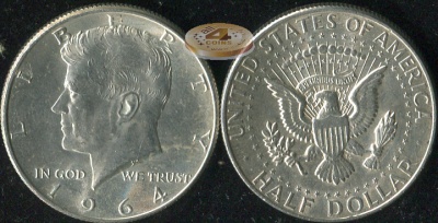 США. 1/2 доллара. 1964 (Unc. Серебро)