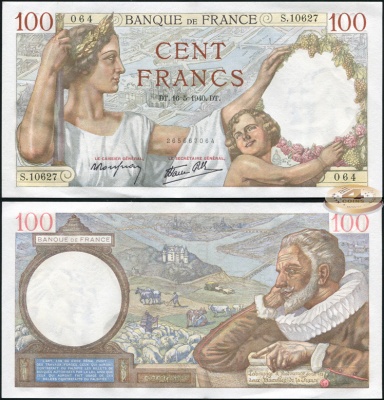 Франция. 100 франков (Unc) 1940