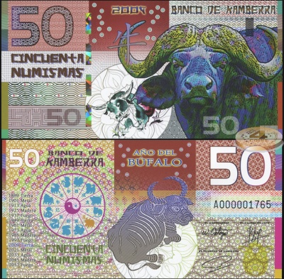 Камберра. Банкнота 50 нумизма. 2009. Unc. Пластик. Кат# P.NL